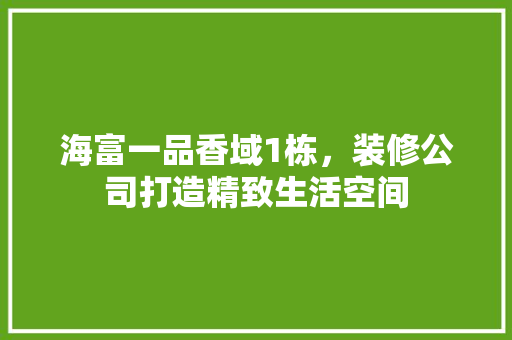 海富一品香域1栋，装修公司打造精致生活空间