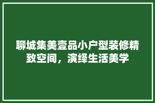 聊城集美壹品小户型装修精致空间，演绎生活美学