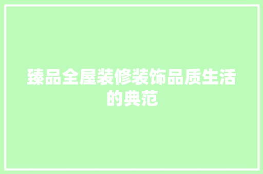 臻品全屋装修装饰品质生活的典范