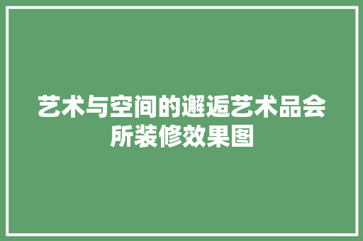 艺术与空间的邂逅艺术品会所装修效果图