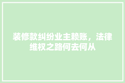 装修款纠纷业主赖账，法律维权之路何去何从