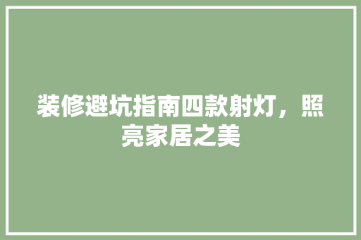 装修避坑指南四款射灯，照亮家居之美