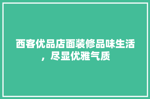 西客优品店面装修品味生活，尽显优雅气质