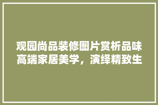 观园尚品装修图片赏析品味高端家居美学，演绎精致生活艺术