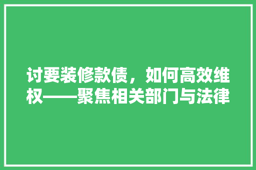 讨要装修款债，如何高效维权——聚焦相关部门与法律途径