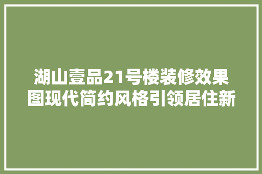 湖山壹品21号楼装修效果图现代简约风格引领居住新潮流