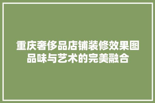 重庆奢侈品店铺装修效果图品味与艺术的完美融合