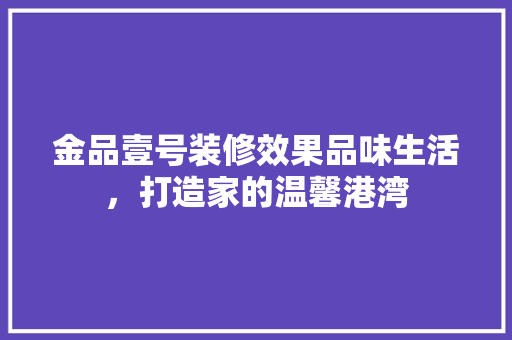 金品壹号装修效果品味生活，打造家的温馨港湾