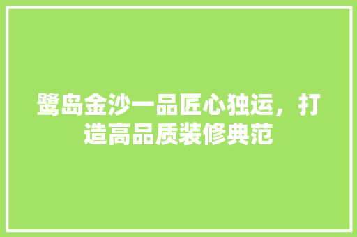 鹭岛金沙一品匠心独运，打造高品质装修典范