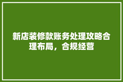 新店装修款账务处理攻略合理布局，合规经营