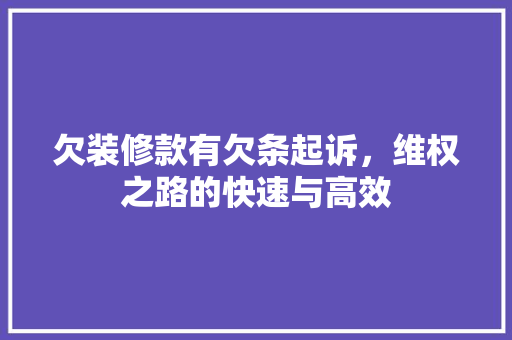 欠装修款有欠条起诉，维权之路的快速与高效