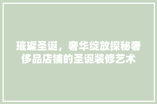 璀璨圣诞，奢华绽放探秘奢侈品店铺的圣诞装修艺术