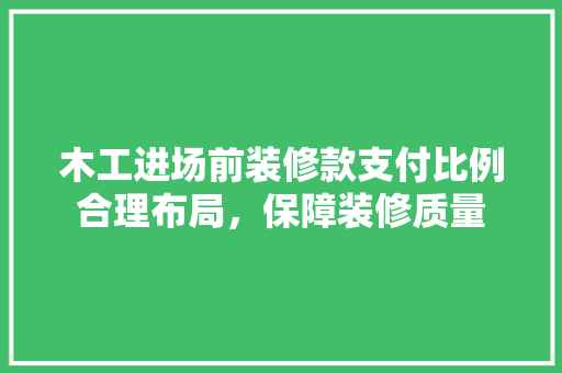 木工进场前装修款支付比例合理布局，保障装修质量