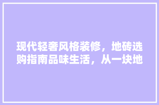 现代轻奢风格装修，地砖选购指南品味生活，从一块地砖开始