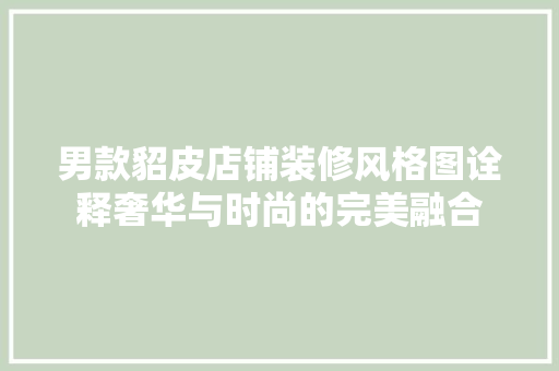 男款貂皮店铺装修风格图诠释奢华与时尚的完美融合