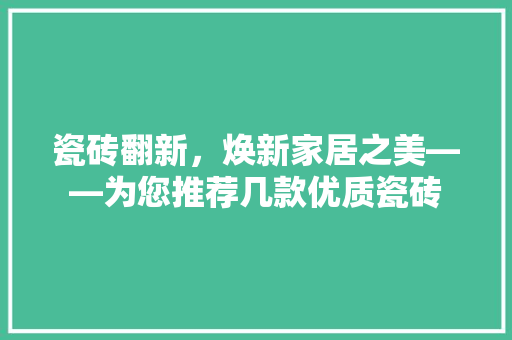瓷砖翻新，焕新家居之美——为您推荐几款优质瓷砖