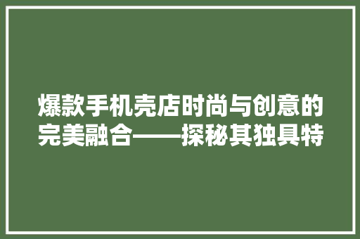 爆款手机壳店时尚与创意的完美融合——探秘其独具特色的装修风格