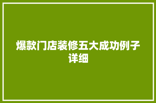 爆款门店装修五大成功例子详细  第1张