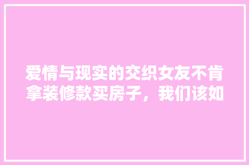 爱情与现实的交织女友不肯拿装修款买房子，我们该如何抉择