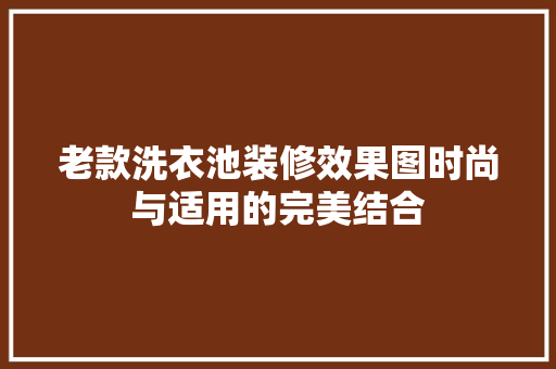老款洗衣池装修效果图时尚与适用的完美结合