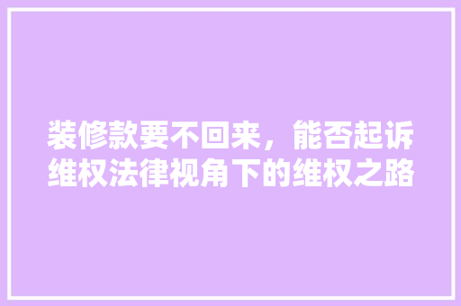 装修款要不回来，能否起诉维权法律视角下的维权之路  第1张
