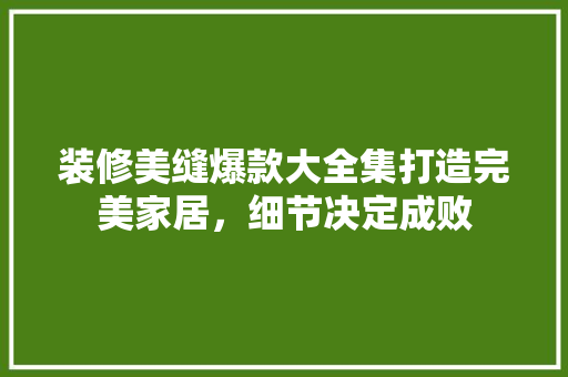 装修美缝爆款大全集打造完美家居，细节决定成败