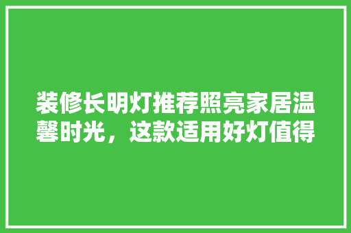 装修长明灯推荐照亮家居温馨时光，这款适用好灯值得拥有