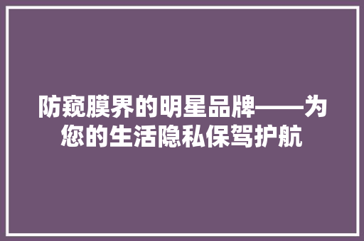 防窥膜界的明星品牌——为您的生活隐私保驾护航  第1张