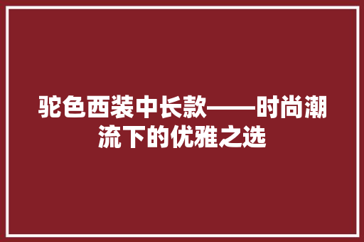 驼色西装中长款——时尚潮流下的优雅之选