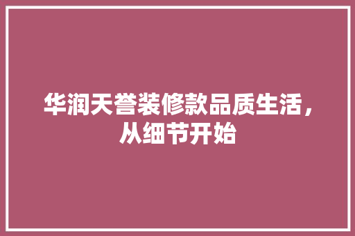 华润天誉装修款品质生活，从细节开始