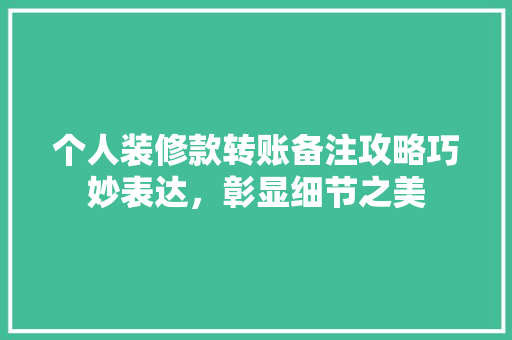 个人装修款转账备注攻略巧妙表达，彰显细节之美