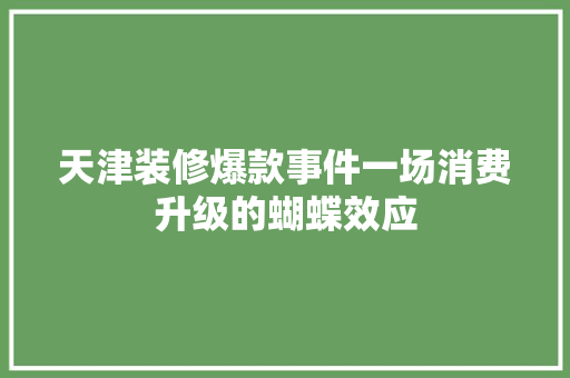 天津装修爆款事件一场消费升级的蝴蝶效应