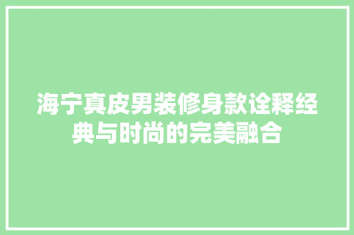 海宁真皮男装修身款诠释经典与时尚的完美融合