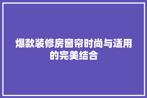 爆款装修房窗帘时尚与适用的完美结合