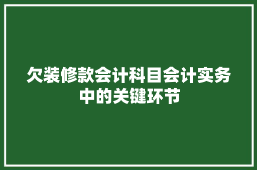 欠装修款会计科目会计实务中的关键环节