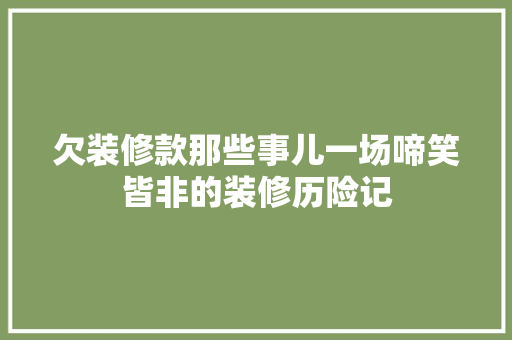 欠装修款那些事儿一场啼笑皆非的装修历险记