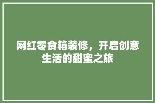 网红零食箱装修，开启创意生活的甜蜜之旅