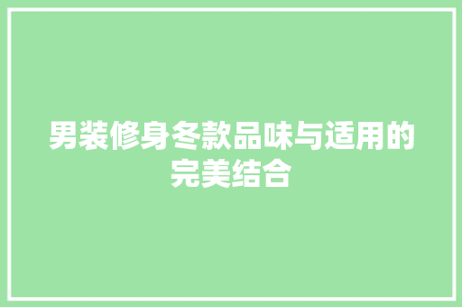 男装修身冬款品味与适用的完美结合