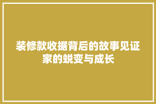 装修款收据背后的故事见证家的蜕变与成长