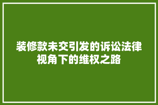 装修款未交引发的诉讼法律视角下的维权之路  第1张