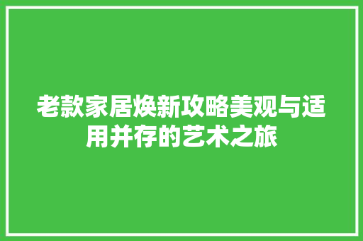 老款家居焕新攻略美观与适用并存的艺术之旅