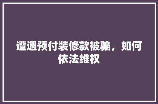 遭遇预付装修款被骗，如何依法维权