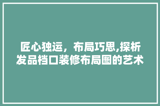 匠心独运，布局巧思,探析发品档口装修布局图的艺术与科学