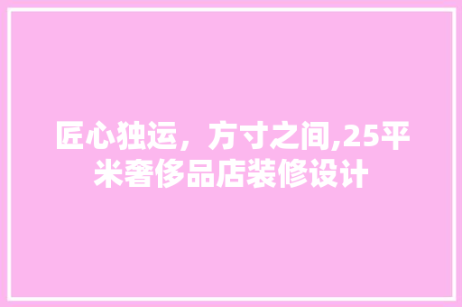 匠心独运，方寸之间,25平米奢侈品店装修设计