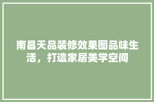 南昌天品装修效果图品味生活，打造家居美学空间