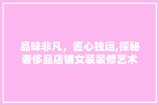 品味非凡，匠心独运,探秘奢侈品店铺女装装修艺术