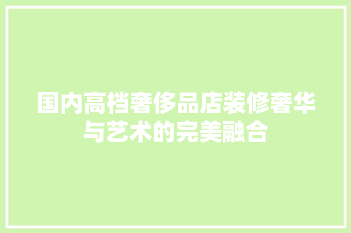 国内高档奢侈品店装修奢华与艺术的完美融合