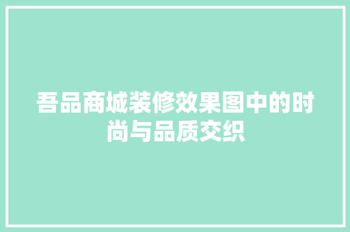 吾品商城装修效果图中的时尚与品质交织