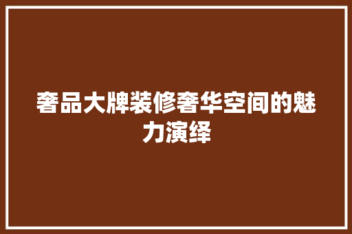奢品大牌装修奢华空间的魅力演绎
