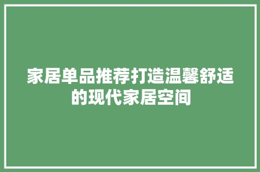 家居单品推荐打造温馨舒适的现代家居空间